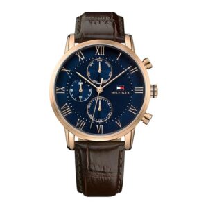 Home visit the tommy hilfiger store tommy hilfiger quartz multifunction blue dial leather strap watch for men neth1791399
